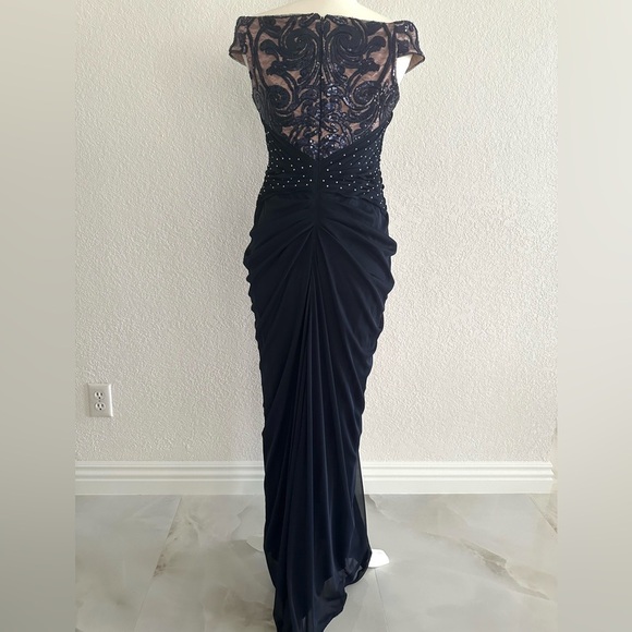 Adrianna Papell Navy Off Shoulder Maxi Dress - Picture 10 of 12